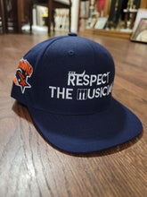 Load image into Gallery viewer, Respect The Musician Navy Blue Snapback (White Letters)
