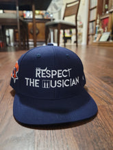 Load image into Gallery viewer, Respect The Musician Navy Blue Snapback (White Letters)

