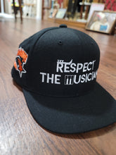 Load image into Gallery viewer, Respect The Musician Black Snapback (White Letters)
