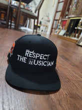 Load image into Gallery viewer, Respect The Musician Black Snapback (White Letters)
