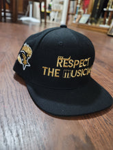 Load image into Gallery viewer, Respect The Musician Black Snapback (Gold Letters)

